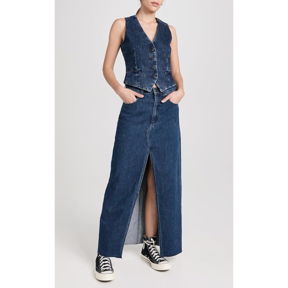 NWOT Rag & Bone Avery Maxi Denim Jean Skirt Navy Dark Blue Size 27 - Picture 3 of 16